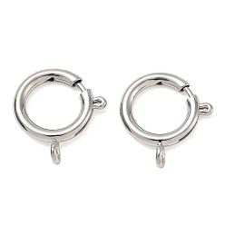 Platinum Brass Spring Ring Clasps, Cadmium Free & Lead Free, Rack Plating, Long-Lasting Plated, Platinum, 23x20x5.5mm, Hole: 2.8mm
