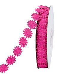 Deep Pink Polyester Flower Ribbon, for Garment Accessories, Gift Decoration, Deep Pink, 3/4 inch(18mm), about 20.00 Yards(18.29m)/Roll