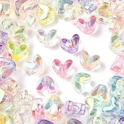 (52) Непрозрачная лаванда Уф-покрытие прозрачные акриловые бусины, радужный, сердце, разноцветные, 9x11.5x7 мм, отверстие : 1.4 мм