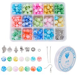 Mixed Color DIY Dangle Earring Making Kits, Including Glass Beads, Alloy Spacer Beads & Pendants, Brass Earring Hooks, Elastic Crystal Thread, Mixed Color