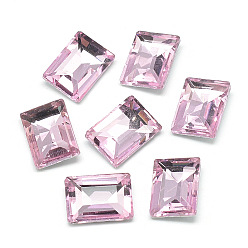 Бледно-Розовый Заостренные заднее стекло горный хрусталь кабошоны, с покрытием на задной стороне, граненые, прямоугольные, розовый жемчуг, 18x13x5.5 мм
