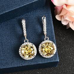 Плоский Круглый 925 Серьги-кольца из стерлингового серебра с микропаве и кубическими циркониями, Реальная платина, плоско-круглые, 31.5x13.5 мм