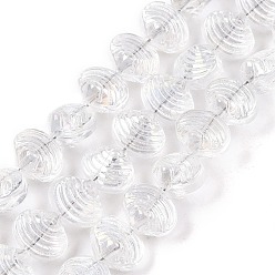 Прозрачный Стеклянные бусины с гальваническим покрытием , формы раковины, прозрачные, 8x9.5x7.5 мм, отверстие : 0.9 мм, около 80~84 шт / нитка, 25.20~26.88'' (64~67.2 см)