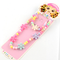 Разноцветный Цветок акриловые кулон ожерелья и браслеты простирания комплекты ювелирных изделий, красочный, 15.7 дюйм, 40 мм