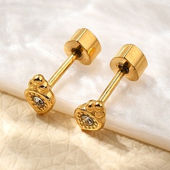 Кристалл Ионное покрытие (ip) 304 серьги-гвоздики из нержавеющей стали в форме моркови, со стразами, реальный 14 k позолоченный, кристалл, 6x4 мм