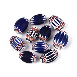 Mitternachtsblau Handgefertigte Millefiori-Glasperlen, Chevron-Perlen, Mitternachtsblau, 35~40x20~30 mm, Bohrung: 3~10 mm