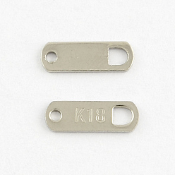 Stainless Steel Color Tarnish Resistant 304 Stainless Steel Rectangle Shaped Chain Tabs, Chain Extender Connectors, Stainless Steel Color, 11x4mm, Hole: 1mm