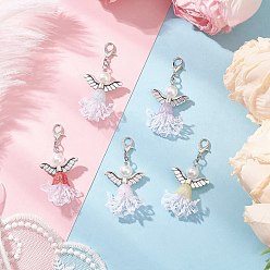 (52) Непрозрачная лаванда Подвесные украшения из акрила и полиэстера в виде ангела, с цинковым сплавом застежками омаров коготь, разноцветные, 49 мм