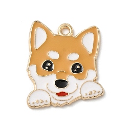 Сэнди Коричневый Подвески из сплава, с эмалью, собачий шарм, песчаный коричневый, 22.5x19x1.3 мм, отверстие : 1.6 мм