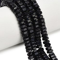 Синий Драгоценный Камень Синтетический синий авантюрин бисер нитей, граненые, шестиугольник, 6x6x3 мм, отверстие : 0.8 мм, около 108 шт / нитка, 14.72~14.80'' (37.4~37.6 см)