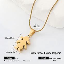 Human Elegant 304 Stainless Steel Pendant Necklaces for Women, Golden, Girl, 15.75 inch(40cm)