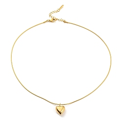 Золотой Ионное покрытие (ip) 304 колье из нержавеющей стали с подвеской в виде сердца с круглыми змеиными цепями для женщин, золотые, 15.94 дюйм (40.5 см)