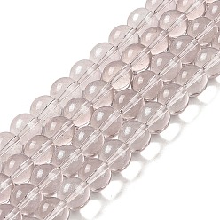 Серо-розавый Стеклянные бусины, с блеском порошок, круглые, увядшая роза, 10x9 мм, отверстие : 1.2 мм, около 90 шт / нитка, 31.81'' (80.8 см)