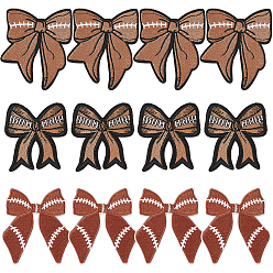 (52) Непрозрачная лаванда 12 шт. 3 стили компьютерная вышивка нейлоновые тканевые заплатки, нашивка с бантом для регби, разноцветные, 65~82x61~70x1.5 мм, 4 шт / стиль