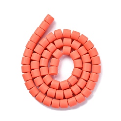 Tomato Handmade Polymer Clay Bead Strands, Column, Tomato, 6.5x6mm, Hole: 1.2mm, about 61pcs/strand, 15.75 inch(40cm)