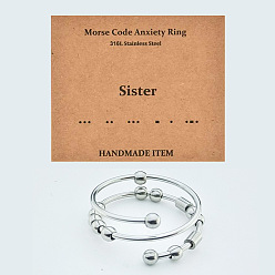 Нержавеющая Сталь Цвет 304 вращающиеся манжетные кольца из нержавеющей стали, сестра, Кольцо-спиннер для успокоения беспокойства, медитации, цвет нержавеющей стали, внутренний диаметр: регулируемый