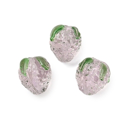 Pink Бусины лэмпворк , клубника, розовые, 14~15x14~15 мм, отверстие : 1.6 мм