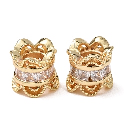 Золотой Латунные бусины из прозрачного кубического циркония, стойки покрытие, долговечный, золотые, 7.5x8 мм, отверстие : 3.5 мм