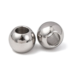 Нержавеющая Сталь Цвет Устойчивая к потускнению рондель 201 нержавеющая сталь европейские бусины, бусины с большим отверстием, цвет нержавеющей стали, 10x8 мм, отверстие : 5 мм