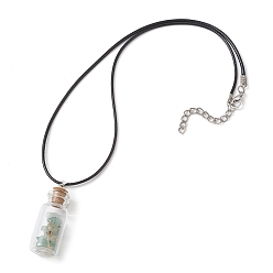 Aventurine Verte Collier pendentif bouteille de souhait en verre, collier d'arbre en copeaux d'aventurine verte naturelle, 17.83 pouce (45.3 cm)