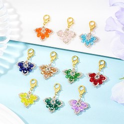 (52) Непрозрачная лаванда Украшения из стеклянного бисера ручной работы, с сплава шарнирного когтя омара застежками, лист, разноцветные, 38 мм