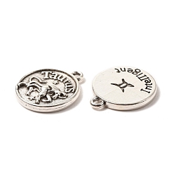 Antique Silver Tibetan Style Alloy Pendants, Cadmium Free & Lead Free, Flat Round with Mixed Constellation/Zodiac Sign, Antique Silver, 20x17x2mm, Hole: 2mm, about 175pcs/500g