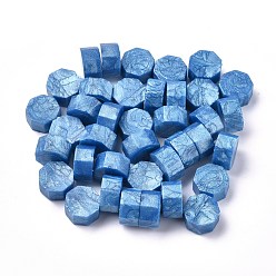 Steel Blue Sealing Wax Particles, for Retro Seal Stamp, Octagon, Steel Blue, 9mm, about 1500pcs/500g