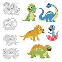 Dinosaur Углеродистая сталь разрезает трафареты, для diy scrapbooking, Фотоальбом, декоративная бумага для тиснения, цвет нержавеющей стали, динозавр, 88~108x68~80x0.8 мм, 4 шт / комплект