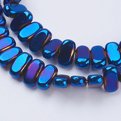 Blue Plated Electroplate Non-magnetic Synthetic Hematite Beads Strands, Rectangle, Blue Plated, 8x4x2mm, Hole: 1mm, about 98~102pcs/strand, 15.5 inch(39.5cm)