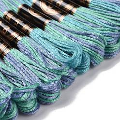 Cadet Blue 10 Skeins 6-Ply Polyester Embroidery Floss, Cross Stitch Threads, Segment Dyed, Cadet Blue, 0.5mm, about 8.75 Yards(8m)/skein