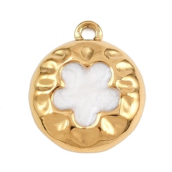 Плоский Круглый 304 нержавеющей стальной эмали подвески, ионное покрытие (ip), реальный 18 k позолоченный, плоско-круглые, 17.5x15x3.5 мм, отверстие : 1.5 мм