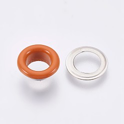 Chocolate Iron Grommet Eyelet Findings, for Bag Making, Flat Round, Platinum, Chocolate, Eyelet: 10.5x5mm, Inner Diameter: 6mm, Pad: 10.5x0.4mm
