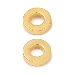 Настоящее золото 18K Spacer бисер латунные, круглые, реальный 18 k позолоченный, 6x1.5 мм, отверстие : 3 мм