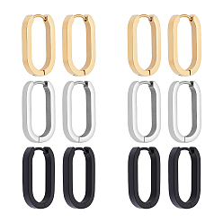 (52) Непрозрачная лаванда 12шт. 3 цвета 316 серьги-кольца из нержавеющей стали, овальные, разноцветные, 21x12.5x3 мм, 4 шт / цвет