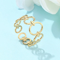 Золотой Ионное покрытие (ip) регулируемое 304 перстни из нержавеющей стали, манжеты кольца, долговечный, кольцо, золотые, размер США 6 3/4 (17.1 мм), 6.5~11 мм