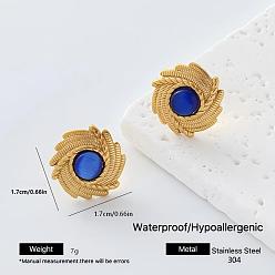 Golden 304 Stainless Steel Resin Stud Earrings for Women, Flower, Golden, 17x17mm