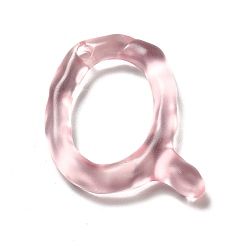 Letter Q Transparente Harz-Alphabet-Anhänger, Brief Reize, letter.q, 41~45x33~52.5x8 mm, Bohrung: 3.5 mm