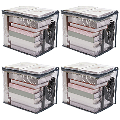 Gris Sacs à fermeture éclair transparents en PVC de grande capacité avec poignée pour ranger les livres, rectangle, grises , 35.8x26.5x30 cm
