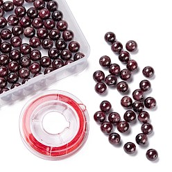 Garnet 100Pcs 8mm Garnet Beads, with 10m Elastic Crystal Thread, for DIY Stretch Bracelets Making Kits, 8mm, Hole: 1mm