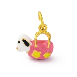 Собака Подвески из эмали и сплава, с целью перехода в кольце, золотые, собака, 15.5x15x6.5 мм, отверстие : 5.5 мм