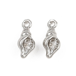 Другие Латунные микро проложить кубического циркония подвески, с целью перехода в кольце, стойки покрытие, долговечный, без свинца и без кадмия, платина, форма раковины, 12.5x5x4 мм, отверстие : 1.2 мм