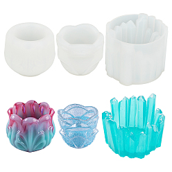 White 3PCS Crystal Jar Silicone Mold Set, Jewelry Storage Box Candy Cans Mould, for Epoxy Resin Craft Making, Mixed Shape, White, 7.2x6.1cm, 7.7x7.2x5.7cm, 6.8x7x5.8cm, 3pcs/set