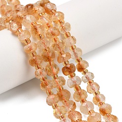 Цитрин Нагретые нити из натуральных цитриновых бусин, граненые, рондель, с бисером, 5.5~6x4~4.5 мм, отверстие : 1 мм, около 62 шт / нитка, 15.20 дюйм (38.6 см)