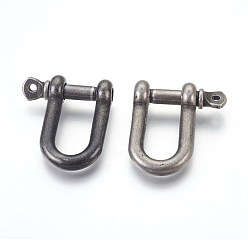 Antik Silber Farbe 304 D-Ring-Ankerschäkel aus Edelstahl, Antik Silber Farbe, 33x29x10 mm, Loch: 2 mm, 10x20 mm Innendurchmesser