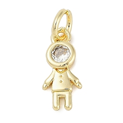 Прозрачный Стойка металлическая латунная микропрофилированная кубическая циркония подвески, без свинца и без кадмия, долговечный, шармы в форме человека , с целью перехода в кольце, прозрачные, 12.5x6x2.5 мм