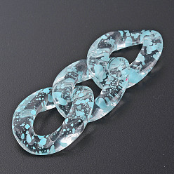 Sky Blue Transparent Acrylic Linking Rings, Quick Link Connectors, for Curb Chains Making, Twist Oval, Sky Blue, 39x29x7.5mm, Inner Diameter: 12x22mm