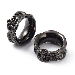 Черный Цвет Металла Покрытие стойки латунный разъем настройки стразов, связывающий кольца, без свинца и без кадмия, долговечный, перо, металлический черный , 11x4.5 мм, пригодный для стразов 1.2 мм