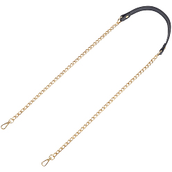 Черный Цепочки для сумок через плечо из искусственной кожи и сплава, Сплав с застежками, золотой свет, чёрные, 1175x19x2.5 мм