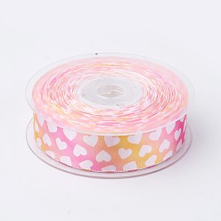 Pearl Pink Single Face Satin Ribbon, Polyester Ribbon, Heart Pattern, Pearl Pink, 1 inch(25mm), about 100yards/roll(91.44m/roll)
