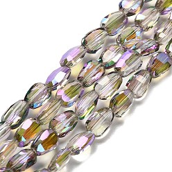 чертополох Стеклянные бусины с гальваническим покрытием , овальные, граненые, чертополох, 6.5x4.5x3 мм, отверстие : 0.8 мм, около 79~80 шт / нитка, 19.29''~20.67'' (49~52.5 см)